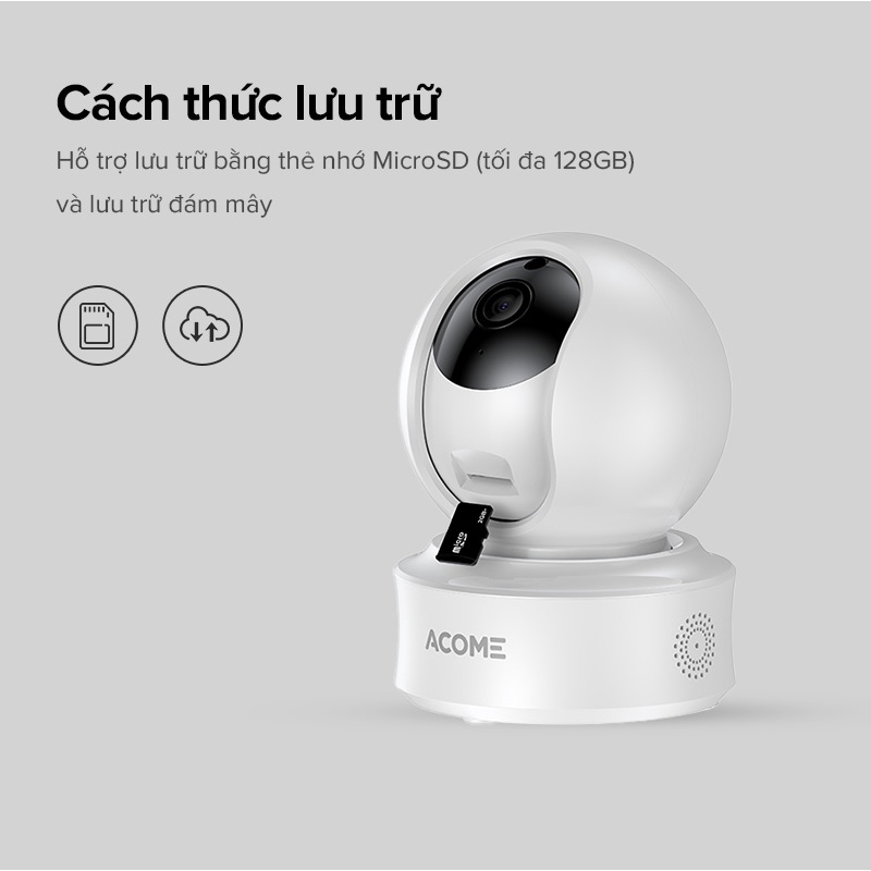 [Mã ELMALL150 giảm 8% đơn 500K] [Bảo Hành 12 tháng] Camera Wifi Thông Minh Trong Nhà ACOME APC03 Độ Phân Giải 1080P