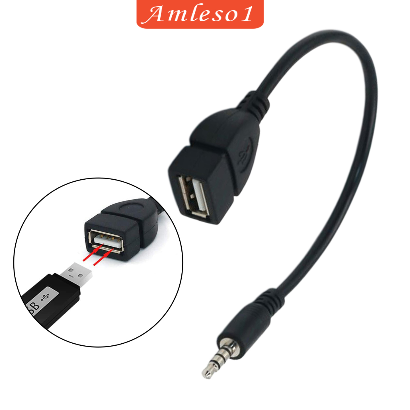 Cáp Chuyển Đổi Âm Thanh Jack 3.5mm Aux Sang Usb Female Amleso1 Cho Xe Hơi