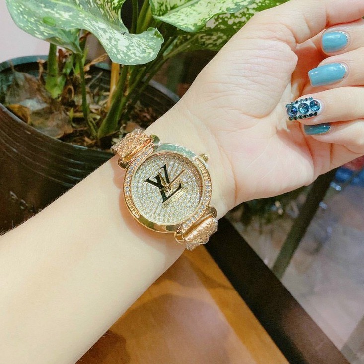Đồng hồ nữ LVS2 mặt tròn đính đá dây kim loại cao cấp tặng hộp chống nước DHN223 vân_anh_shop | BigBuy360 - bigbuy360.vn