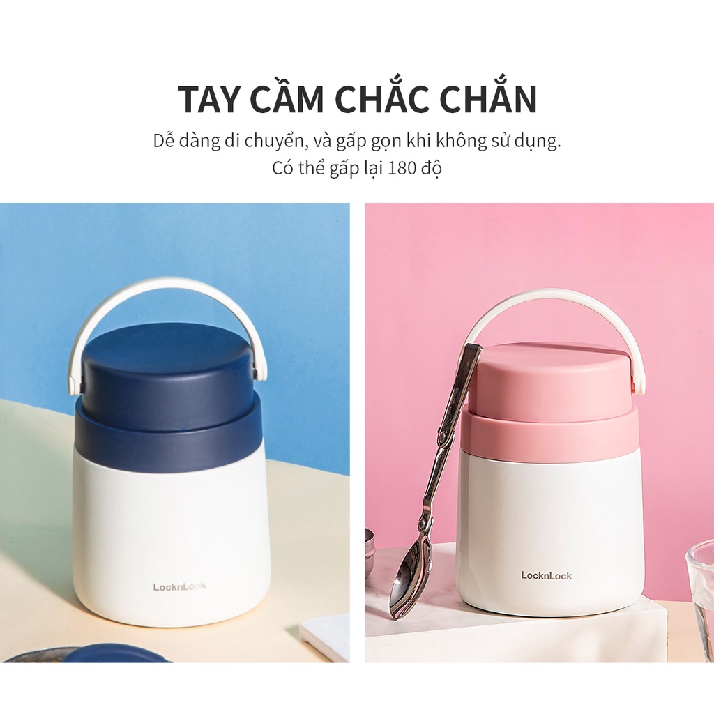 Hộp Cơm Giữ Nhiệt LocknLock 700ml 2 Ngăn Kèm Muỗng Inox Lock&amp;Lock LHC8042 Hộp Ủ Cháo - T2Cmall