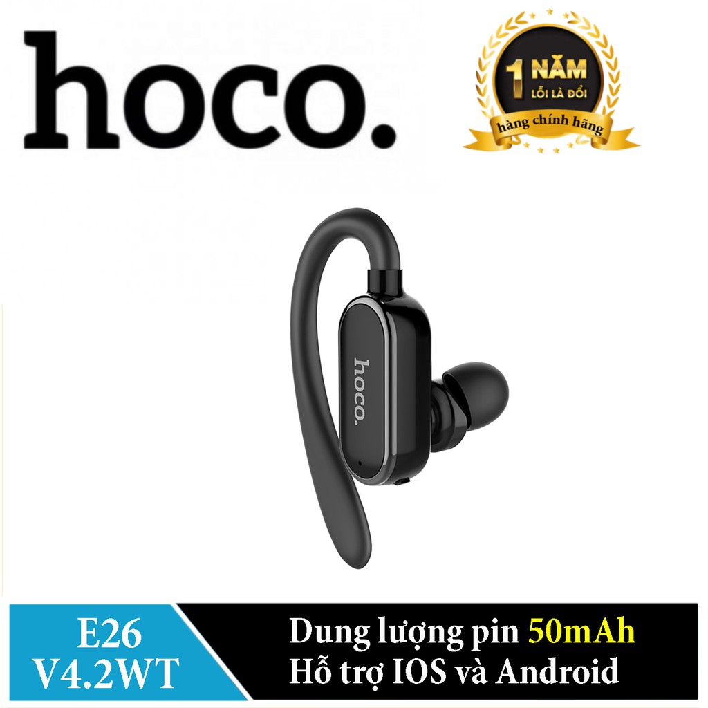 Tai nghe móc tai Bluetooth Wireless V4.2 WT Hoco E26 - 50mAh - Hãng phân phối chính thức