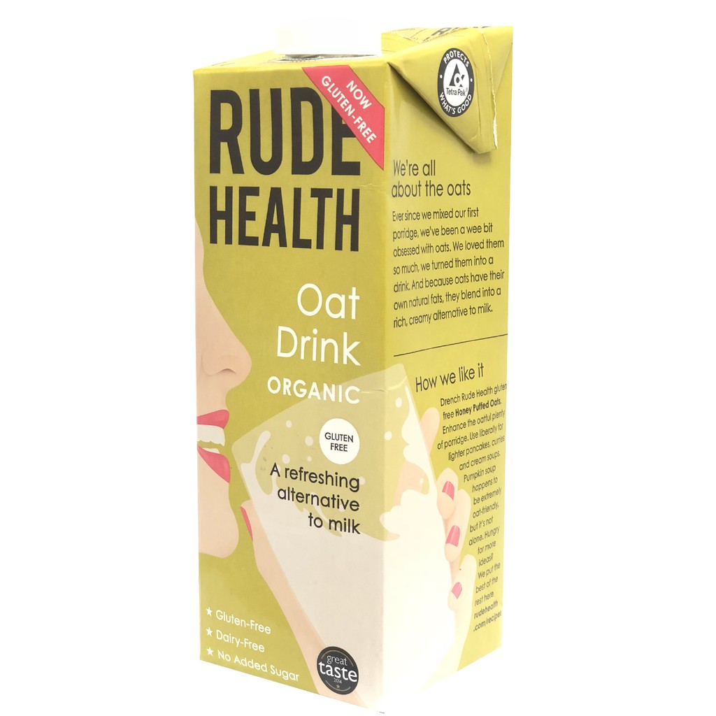 Sữa Yến Mạch Hữu Cơ &amp; Không Gluten Rude Health - ORGANIC &amp; GLUTEN FREE Oat Drink - Hộp 1L