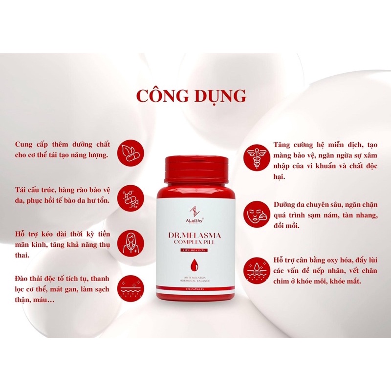 Viên uống đào thải nám sáng da Dr.Melasma Alaishy hộp 120 viên