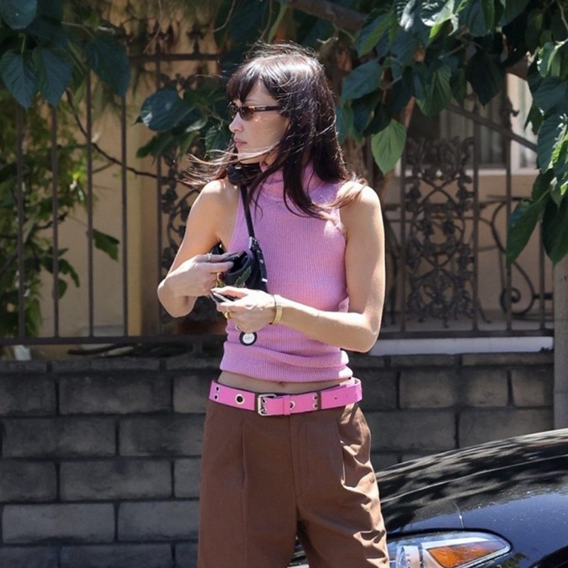 Áo Tank Top Cổ Cao Màu Trơn Phong Cách Đường Phố Cá Tính Cho Nữ