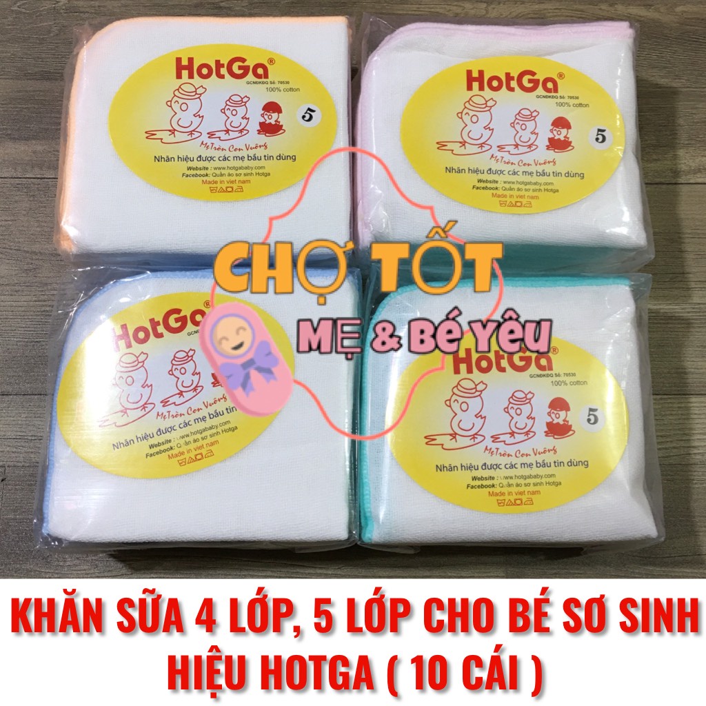 KHĂN SỮA CHO BÉ, KHĂN SỮA 4 LỚP/5 LỚP, KHĂN SỮA HOTGA (khăn gạc cho bé sơ sinh 25x27cm mềm mại không đổ lông)