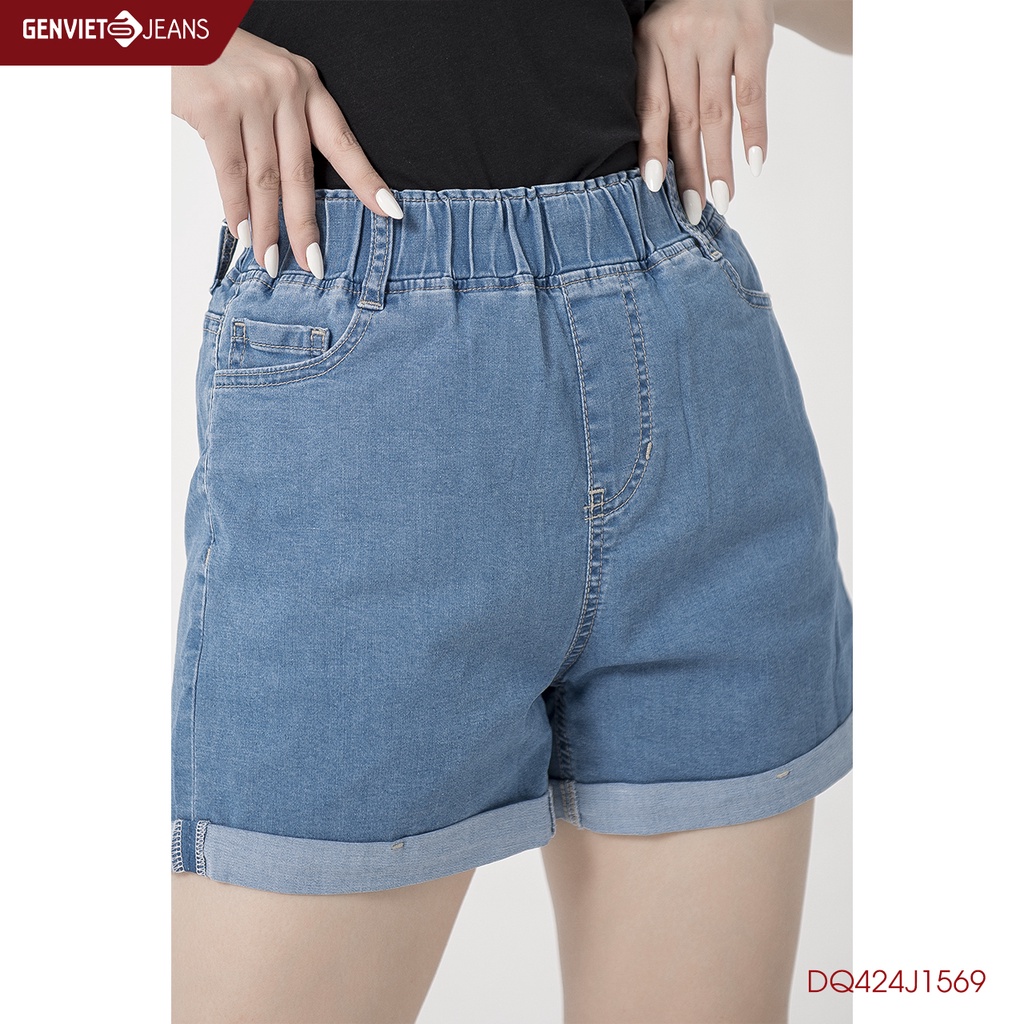 Quần Short Jeans Nữ Xắn Gấu DQ424J1569 GENVIET