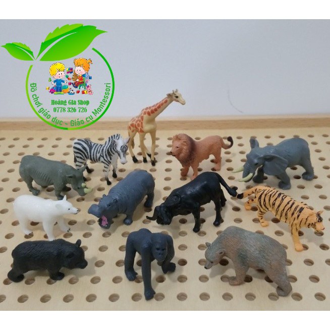 Mô hình 12 động vật hoang dã dùng trong góc ngôn ngữ, góc sinh học