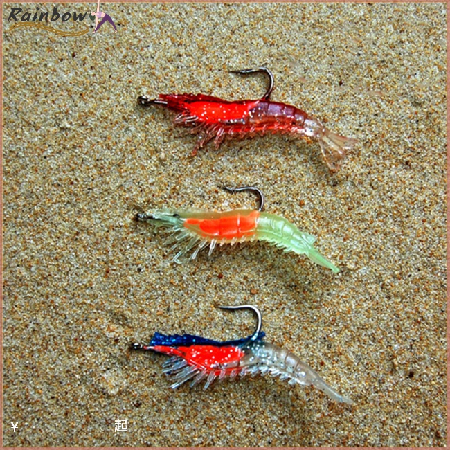 Mồi câu cá hình con tôm giả phát quang tiện lợi