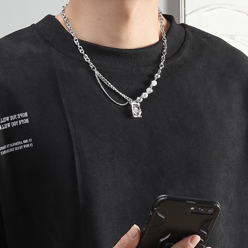 Vòng cổ Thép Titan Đính Đá zircon Phong Cách hip hop Đường Phố Thời Trang