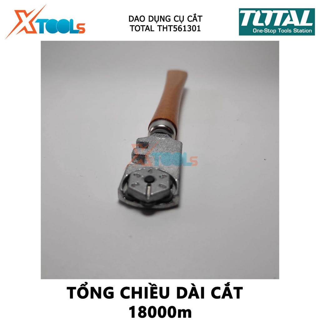 Dao cắt kiếng TOTAL THT561301 | dụng cụ bẻ kính Tay cầm bằng gỗ, Lưỡi cắt kính có 6 bánh cắt, Chiều dài: 130mm, Tổng chi