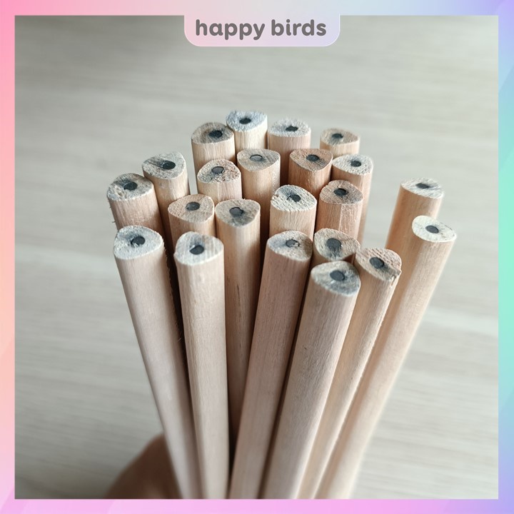 Bút chì HB gỗ ghi chép vẽ chân dung thân gỗ trơn thô thân thiện với môi trường - The Happy Birds