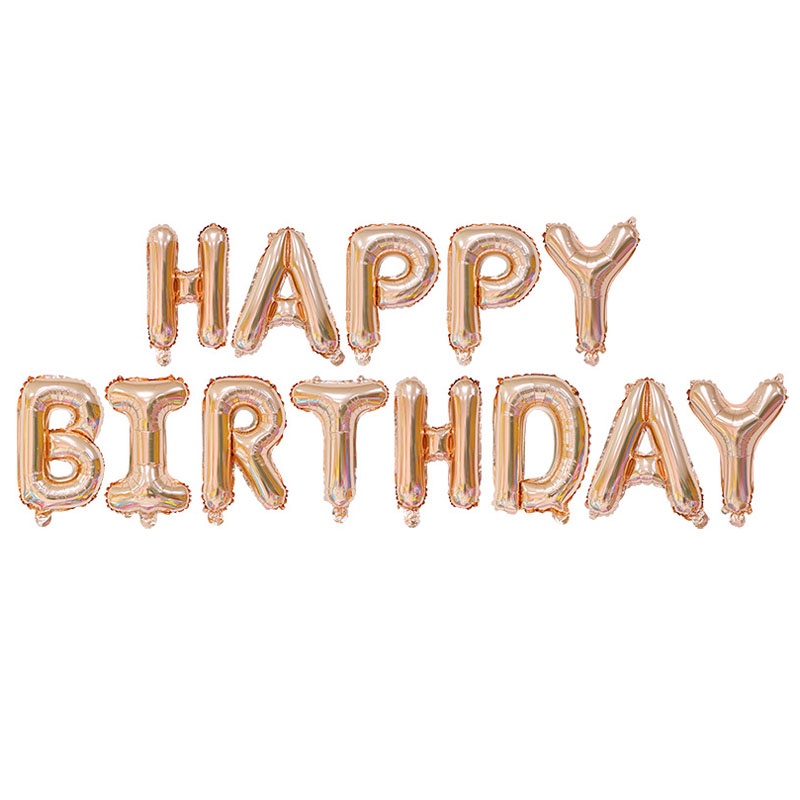 Set 13 Bong Bóng Lá Nhôm Hình Chữ Happy Birthday Trang Trí Tiệc