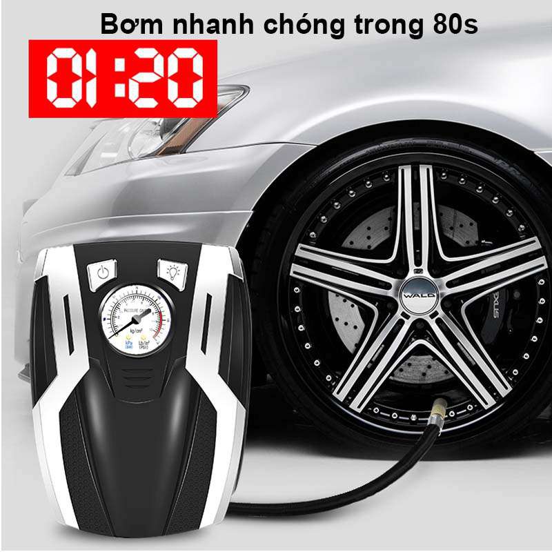 Máy bơm hơi mini dành cho xe ô tô, bơm lốp ô tô 12v- bơm lốp Rungdong Cơ