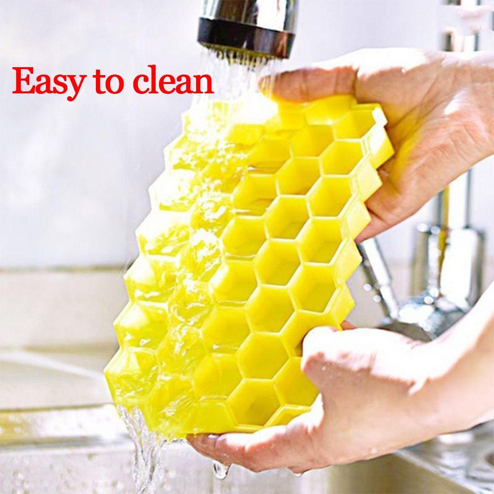 Khuôn Làm Đá Viên Bằng Silicone Hình Tổ Ong Có Nắp Tháo Rời Và Tái Sử Dụng