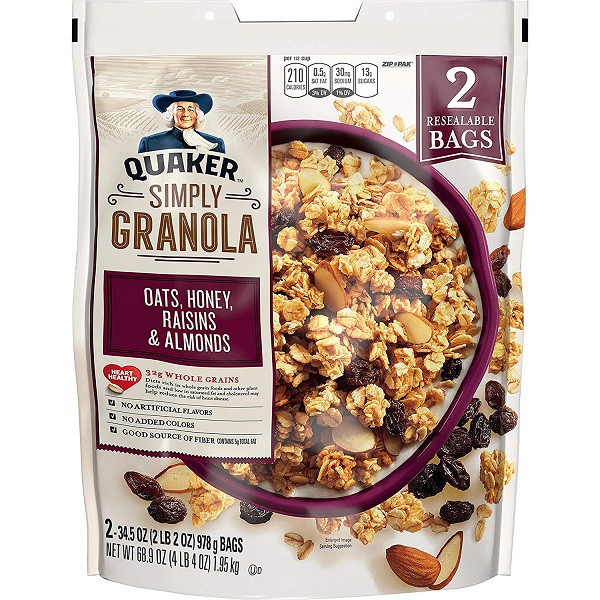 Ngũ cốc granola quaker mỹ 978g - yến mạch ăn kiêng, giúp giảm cân - ảnh sản phẩm 2