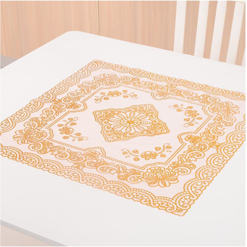 Bộ 3 Khăn Trải Bàn Ăn Nhũ Vàng-Trắng Sang Trọng ( 50x50cm )