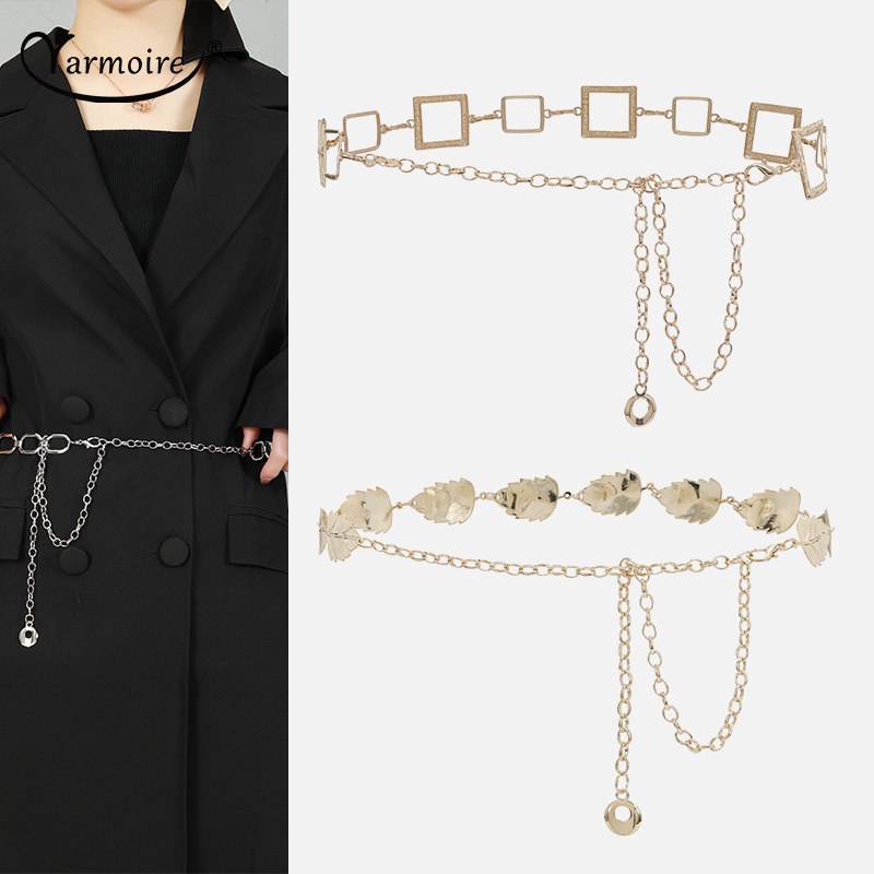 Dây Thắt Lưng Một Lớp Bằng Kim Loại Đục Lỗ Thời Trang Cho Nữ