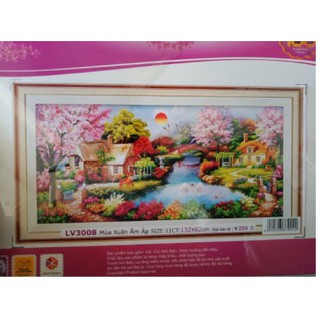 Tranh thêu chữ thập phong cảnh Mùa xuân ấm áp Lv3008 132*62cm