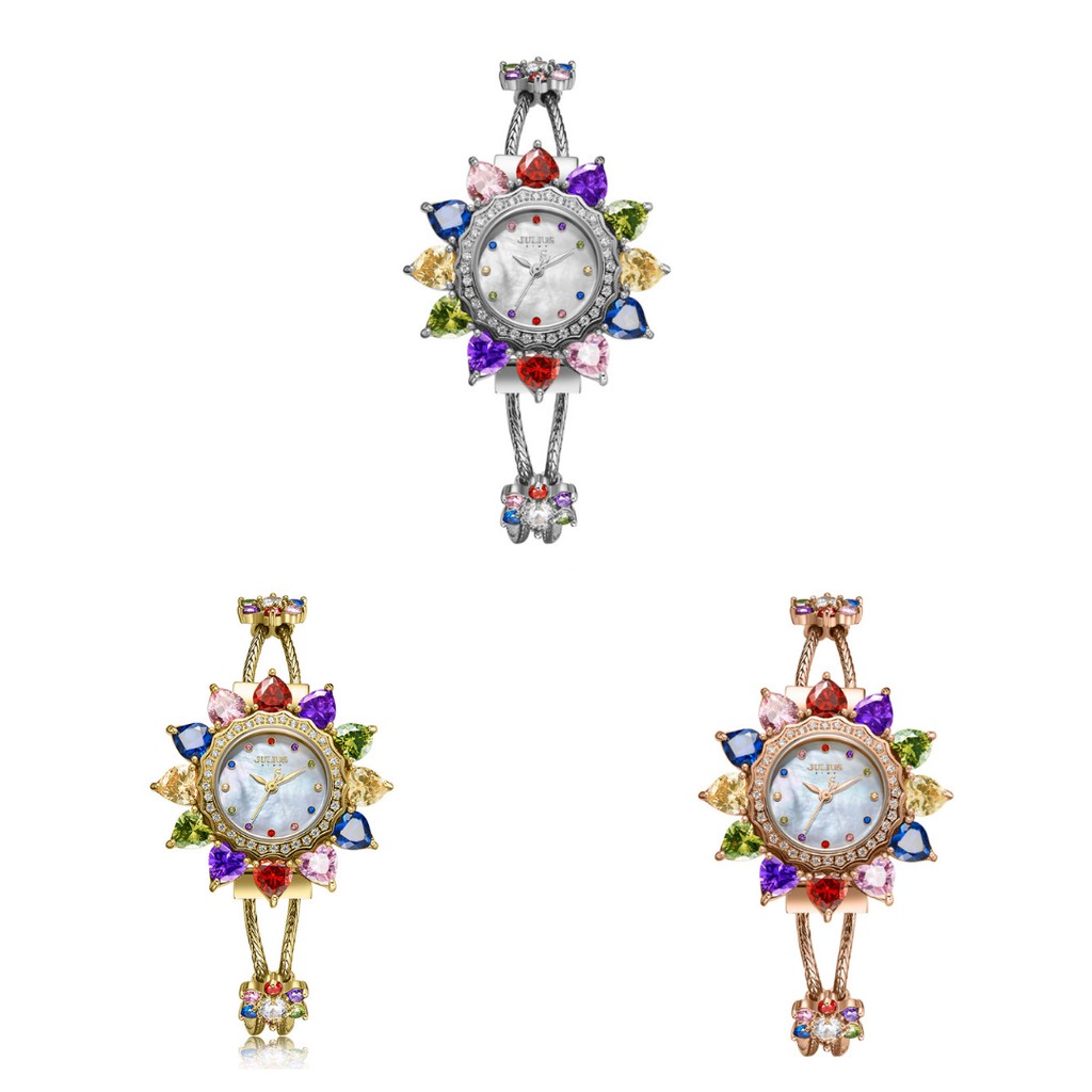Đồng hồ nữ JS-021 Julius Star mặt hoa đính đá dây thép thumbnail