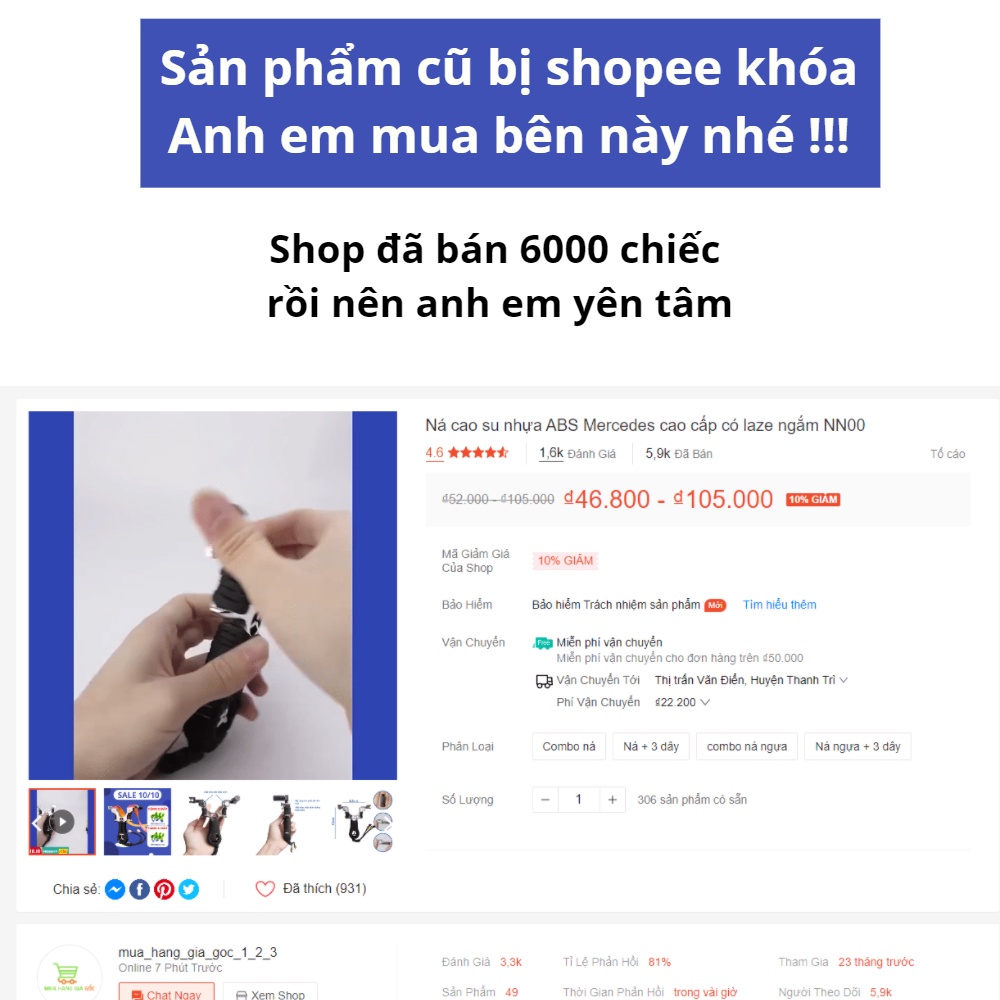 Ná cao su inox ngựa đỏ cao cấp và ná cao su Mercedes nhựa ABS siêu đẹp