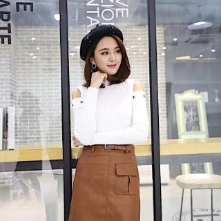 Chân váy da màu be nâu siêu xịn