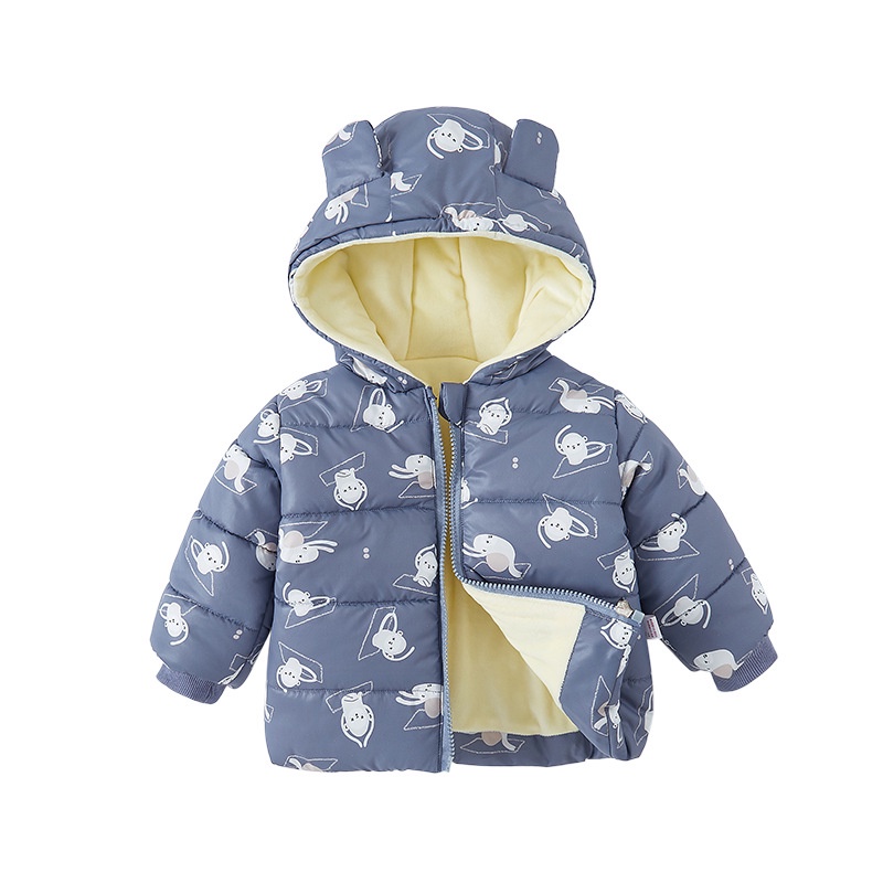 Áo Khoác Đệm Cotton Lót Lông Cừu Dày Dặn Giữ Ấm Thời Trang Thu Đông Cho Bé Trai Và Bé Gái