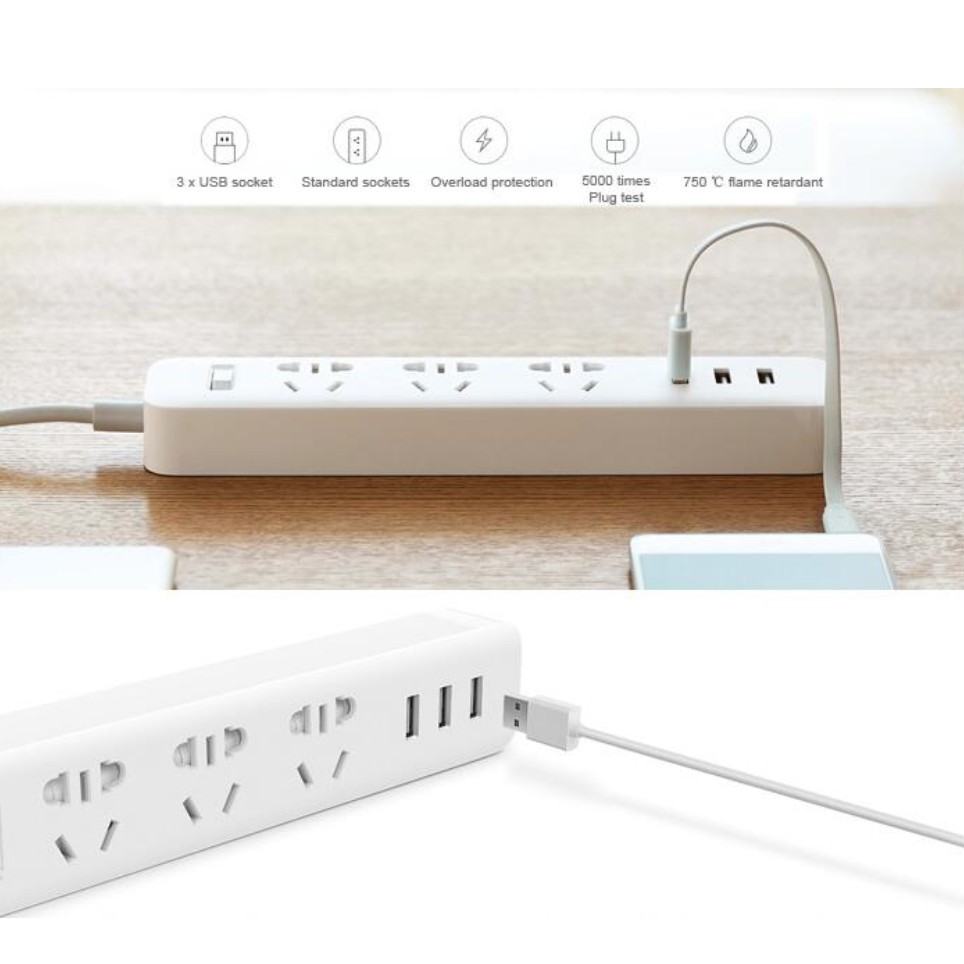 Ổ cắm Xiaomi Power Strip có 3 cổng USB