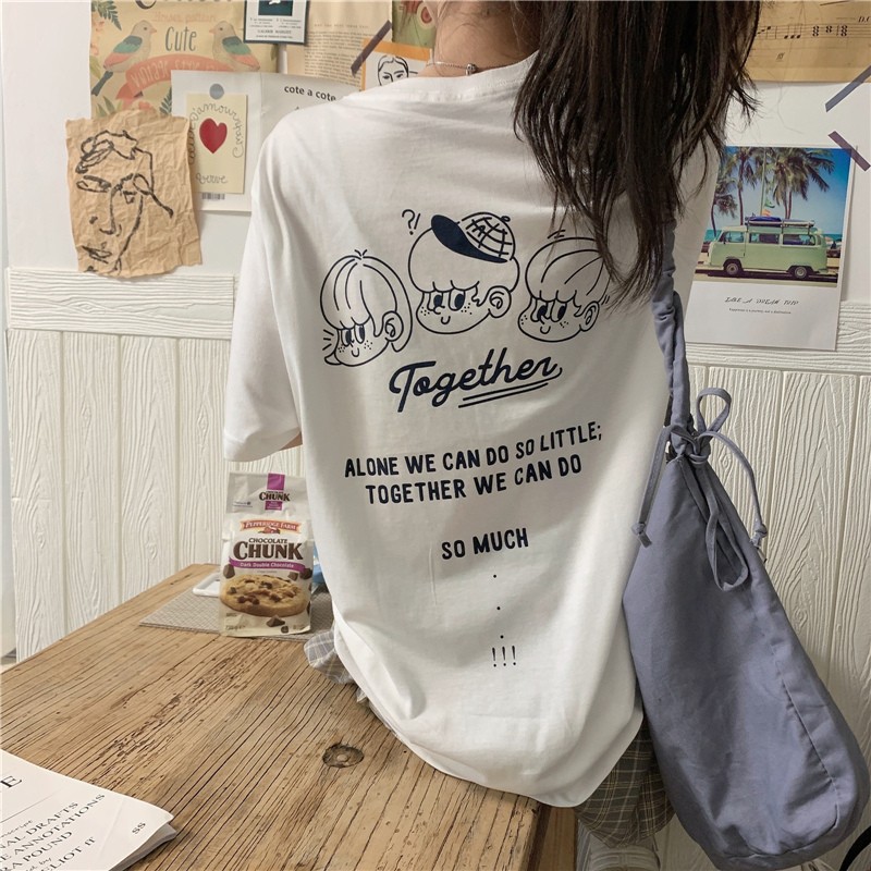 Áo thun tay lỡ unisex 3 đứa trẻ together dáng rộng