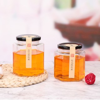 Hũ Thủy Tinh Lục Giác JIMMEAL Nắp Thiếc Đen Đựng Thực Phẩm, Đồ Khô Lọ Thủy Tinh, Hộp Thủy Tinh Lục Giác