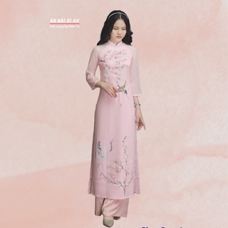 Áo Dài Cách Tân Nữ 4 Tà Von Hình Thủ Công Cao Cấp MT16