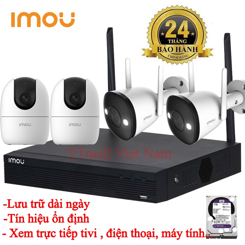 [nhap tongimou giam 30k] TRỌN BỘ HỆ THỐNG CAMERA  WIFI KHÔNG DÂY IMOU SIÊU NÉT FULLHD - CẮM LÀ CHẠY KÈM Ổ CỨNG