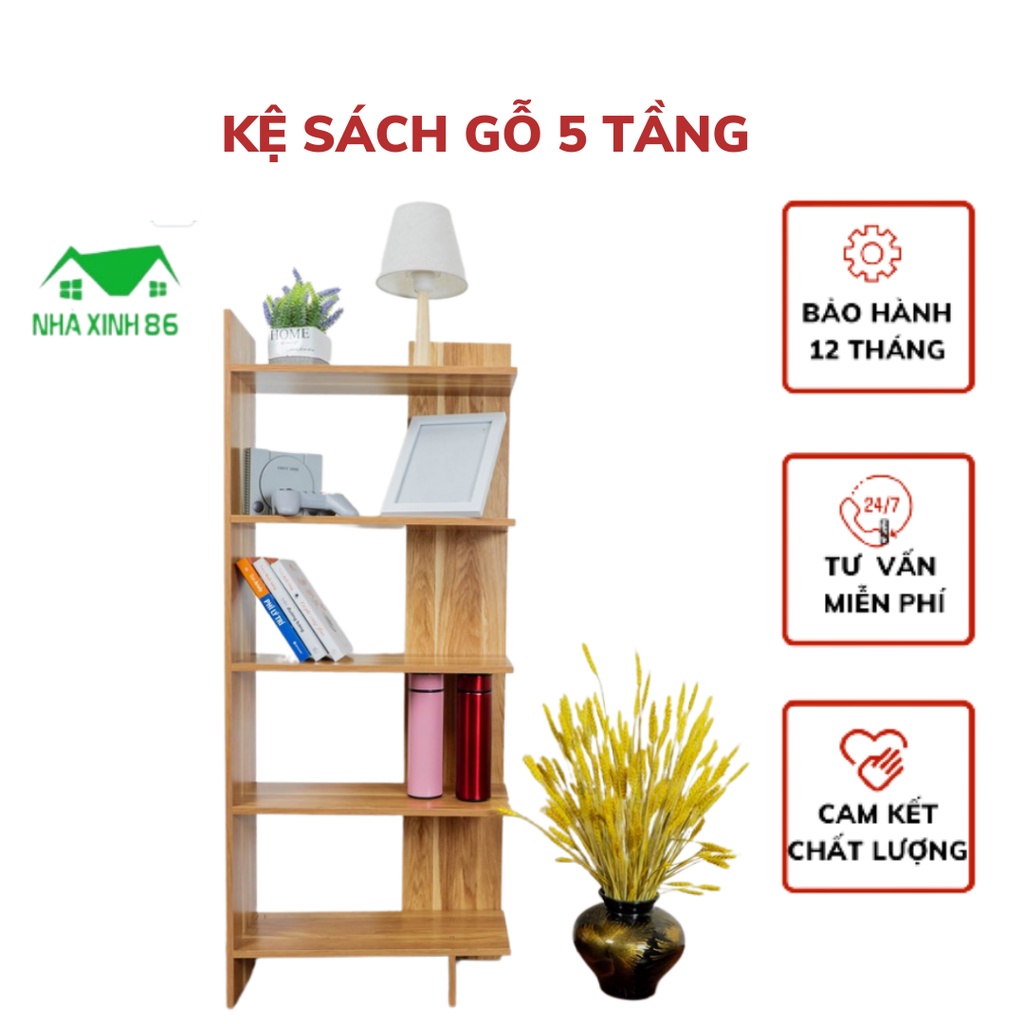 Kệ sách gỗ MDF 5 tầng dạng lắp ghép, có sẵn đinh vít, không mối mọt, chắc chắn 1997store_vn - KT 120x50x20cm