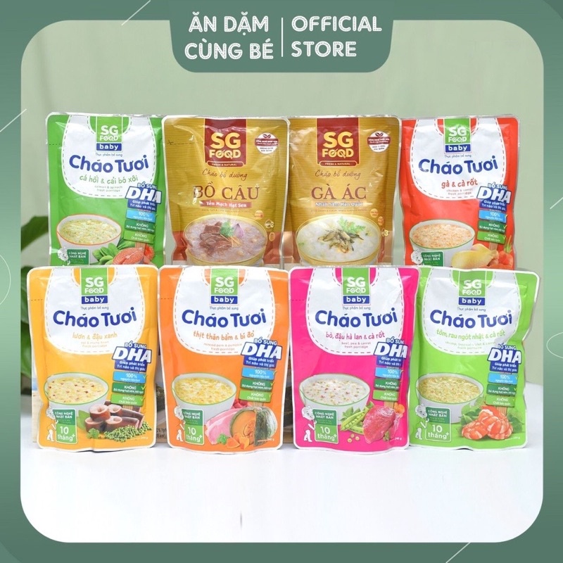 Combo cháo tươi gói ăn liền SG Food cho bé ăn dặm 89360