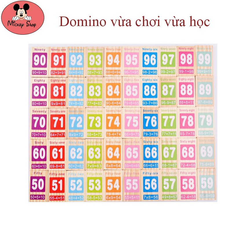 ⚡SIÊU HOT⚡ BỘ DOMINO GỖ 100 SỐ HỌC KÈM TOÁN, TIẾNG ANH