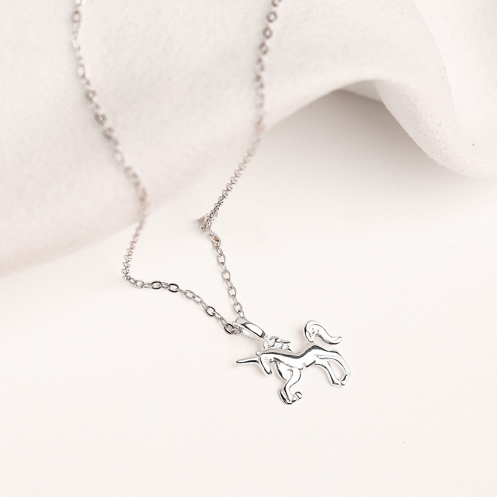 Dây chuyền bạc 925 mặt kỳ lân 1 sừng dày 1mm dài 45cm cho nữ - Mã DCM008 - Charm Bạc 925