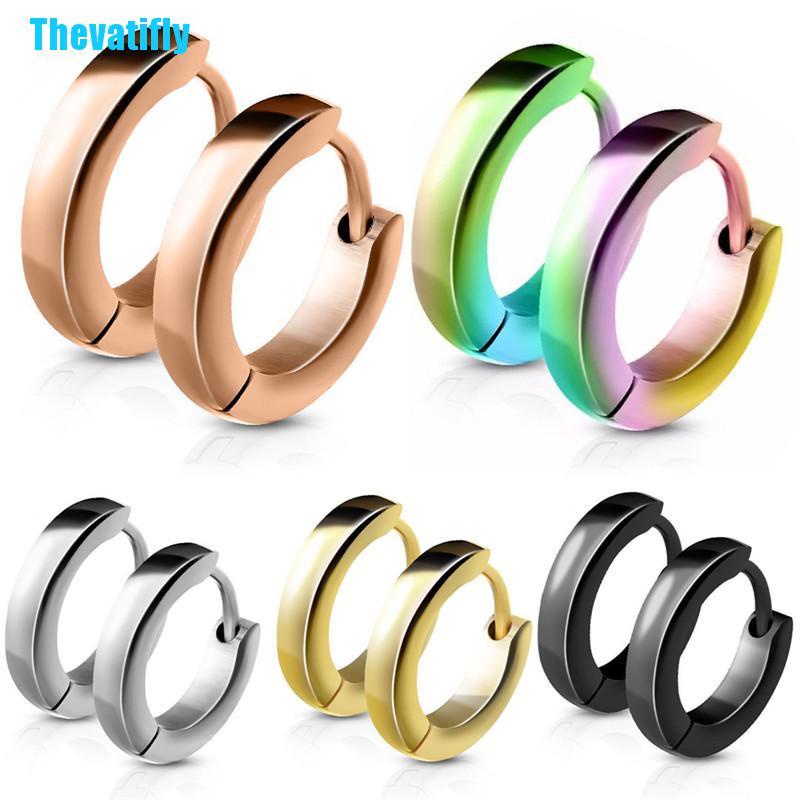 Khuyên Tai Tròn Bằng Thép Không Gỉ Phong Cách Punk Cá Tính