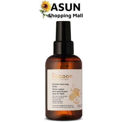 Xịt Thâm Mụn Lưng Cocoon Chiết Xuất Bí Đao 140ml Winter Melon Dark Spots &amp; Acne Spray For Back