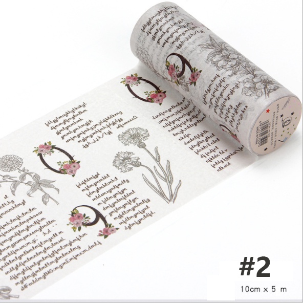 Washi Tape chủ đề vintage cuộn bản rộng 10cm dài 5m trang trí scrapbook, sổ tay planner,…