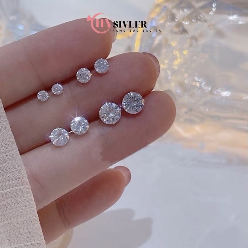 Nụ đá bạc ta 2 3 4 5 6 7 ly nụ đá bông tai nam nữ bạc thật