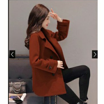 Áo khoác dạ nữ dáng suông 2 lớp 2 hàng khuy
