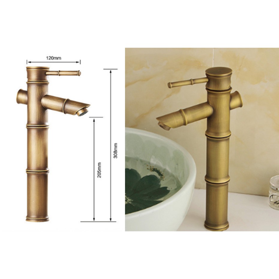 Vòi Lavabo cao hình ống tre- phong cách thiên nhiên MS2