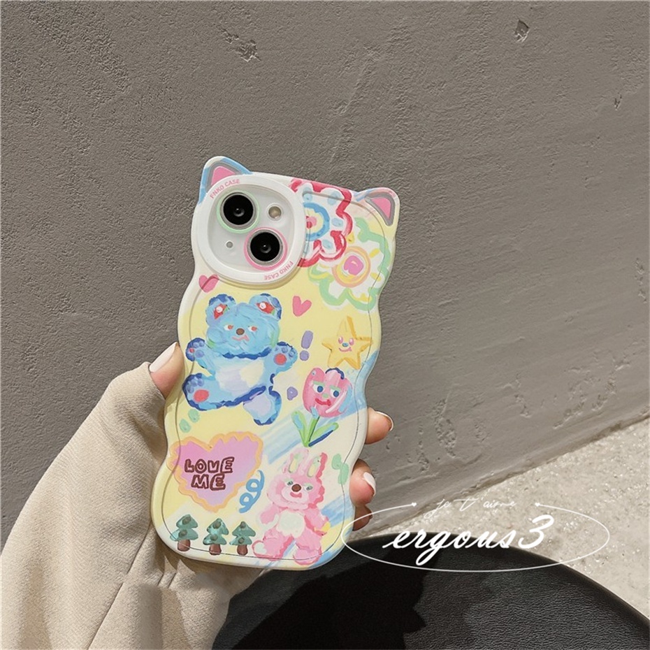 Cat EarỐp Điện Thoại Dẻo Họa Tiết Hoạt Hình Tai Mèo / Gấu Cho iPhone 14 13 12 11 Pro Max SE2020 X XR Xs Max 7 8 6 6s Plus