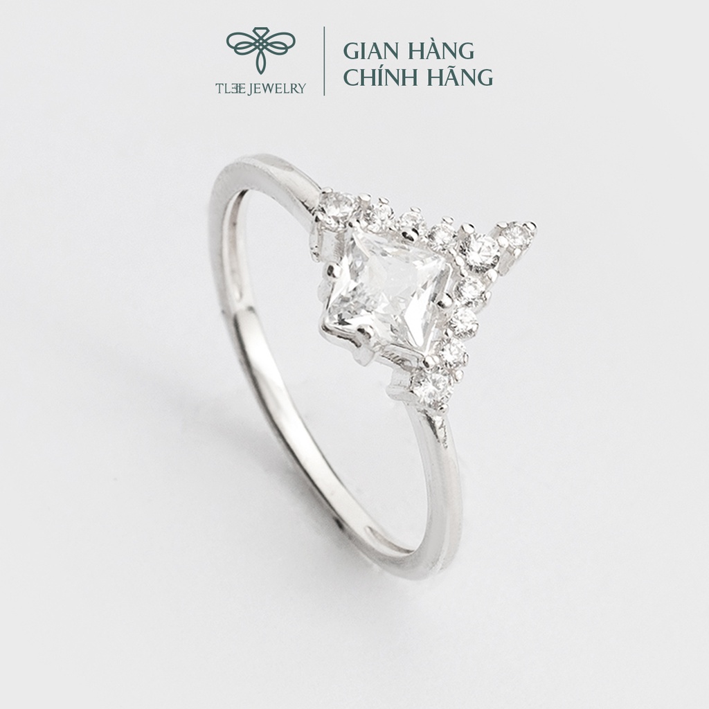Nhẫn bạc nữ TLEE ổ đá nhỏ 4 chấu phồi viền chóp nhọn độc đáo NCJ A0187