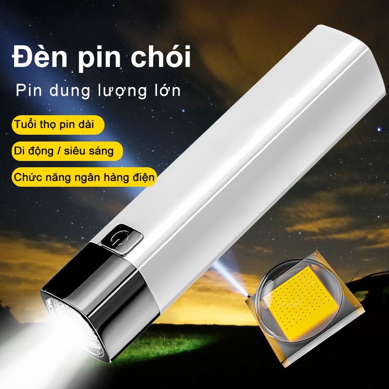 Đèn pin USB có thể sạc lại chiếu sáng hộ gia đình