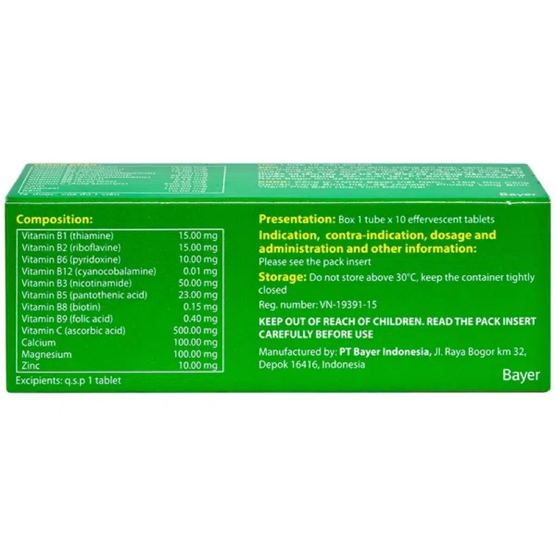 ✅[Chính hãng] Viên sủi bổ sung Vitamin Berocca Performance (Hộp 10 Viên)