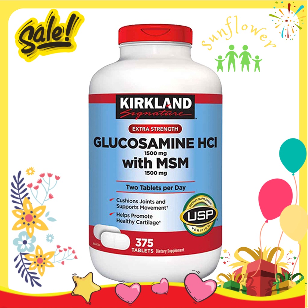 Viên Hỗ trợ xương khớp Glucosamine 375 Viên HCL 1500mg Kirkland Của Mỹ