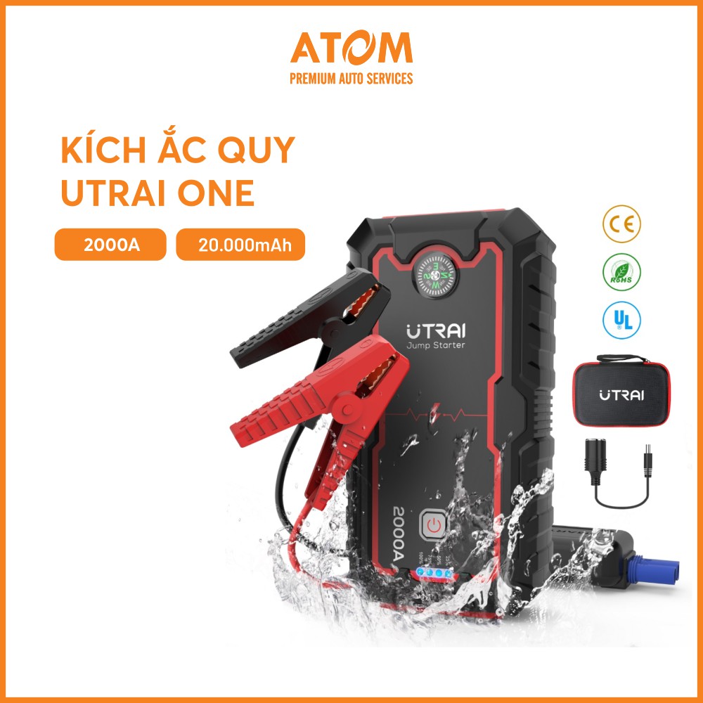 Bộ kích điện ô tô - sạc dự phòng UTRAI ONE 2000A ,tích hợp pin dự phòng 22.000mAp, có đèn led, la bàn - BH 12 tháng