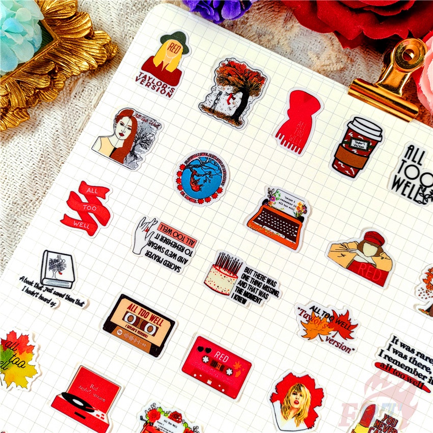 ★★★ Taylor Swift. Miếng Dán Mini Q-1 Trang Trí Sổ Tay Xinh Xắn ★★★ Set 48 Miếng Dán Trang Trí Album Thời Trang DIY