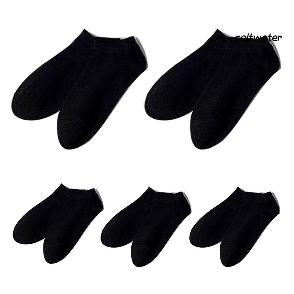 Set 5 Đôi Vớ Cotton Màu Trơn Thoáng Khí Thời Trang Cho Nam