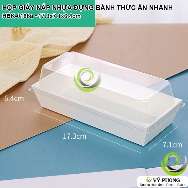 SET 5 HỘP GIẤY NẮP NHỰA PET ĐỰNG BÁNH KẸO THỨC ĂN NHANH HỘP ĐỰNG BÁNH KEM NẮP TRONG SUỐT SANG TRỌNG HBK-0186